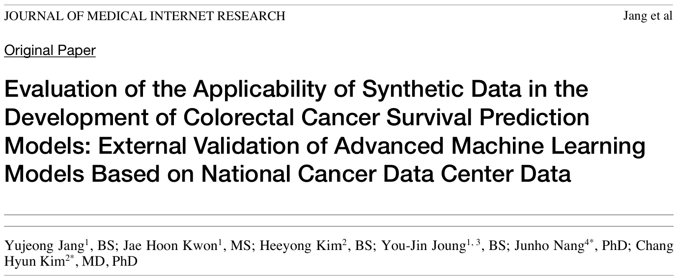 Evaluation of the Applicability of Synthetic Data in the Development of Colorectal Cancer Survival Prediction Models